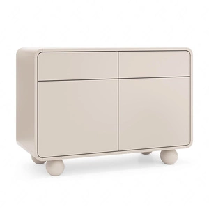 Komoda se zásuvkami Bion 108 cm béžová Designová komoda se zaoblenými tvary Originální kulovité nohy upoutají pozornost