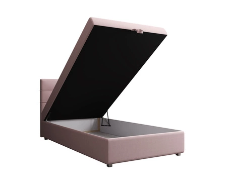Kontinentální postel Fresno 120x200 pudrově růžová v moderním skandinávském stylu s čalouněným čelem postele s úložným boxem