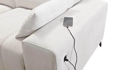 Rohová sedačka s funkcí spaní Penejos III Lux losos levá pohodlná rohová sedačka do obývacího pokoje s výsuvnou podnožkou kontejner na ložní prádlo