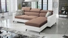 Rohová sedací souprava s funkcí spaní Savona světle hnědá / bílá pravá elegantní rohová sedací souprava s nastavitelnými opěrkami hlavy dekorativní prošívání
