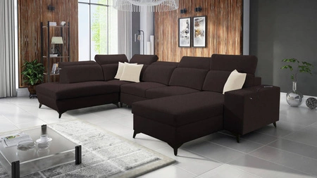 Kelly Elegantní VI rohová pohovka s funkcí spaní hnědá pravá strana moderní designová rohová pohovka do obývacího pokoje s nastavitelnými opěrkami hlavy