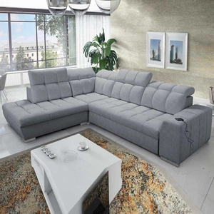 Rozkládací pohovka Luigi VII šedá levá komfortní rohová rozkládací pohovka v moderním designu