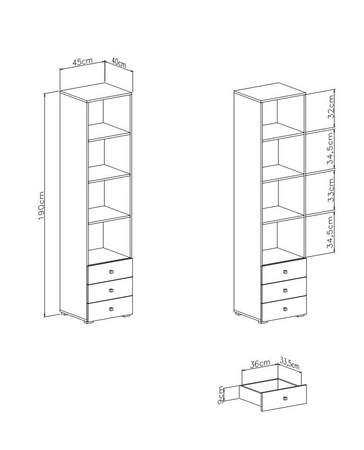 Sada nábytku Epsilon bílá / beton ideální do dětského nebo mládežnického pokoje v módním stylu