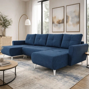 Rohová pohovka s funkcí spaní Felicie U tmavě modrá stylová a elegantní rohová pohovka, která se hodí do skandinávského stylu