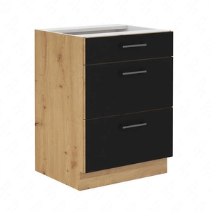 Stojací kuchyňská skříňka se zásuvkami Monza 60 D 3S BB Premium Box skříň odolná proti páře vysoké teplotě a rozlité kapalině