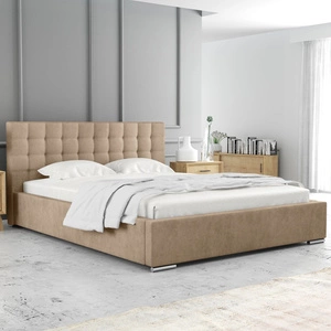Čalouněná postel Umiky 180x200 med Stylová postel s úložným prostorem na lůžkoviny Pohodlný podhlavník zaujme svým elegantním designem