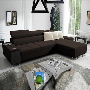 Rohová rozkládací pohovka Dafni hnědá pravá strana pletená pohodlí a funkčnost při každodenním odpočinku