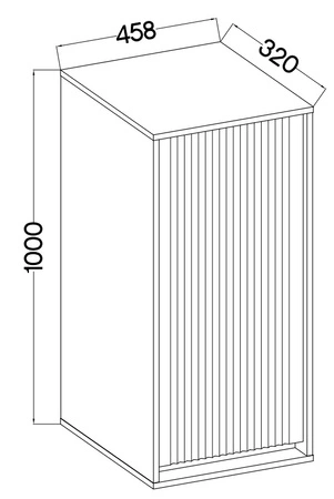 Závěsná skříňka Osaka 46 cm dub evoke / černá minimalistický design stylová vitrína do obývacího pokoje vkusné rýhované čelo