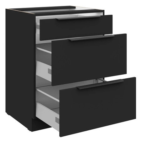 Sada kuchyňského nábytku Tarraco / Černá 260 cm skříňky s kovovými úchytkami vypadají skvěle v moderních interiérech