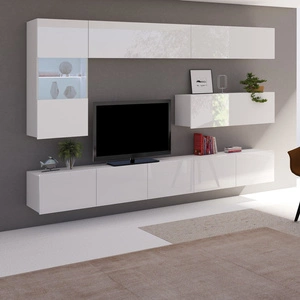 Nástěnná skříňka Apulia IV v bílém lesku Výjimečně stylová nástěnná skříňka s jednoduchými nábytkovými díly, která se hodí do každého interiéru