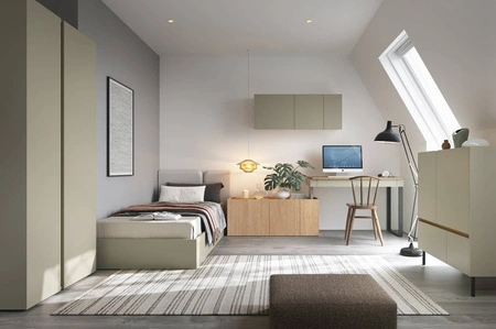 Šatní skříň Paguro 90 cm eukalyptus / baltický dub dune moderní design s povrchovou úpravou ABS šatní skříň do pokoje pro mládež