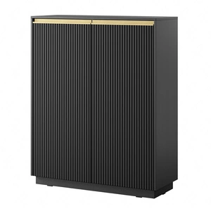 Komoda Imperial vysoká 104 cm černá elegantní stylová komoda s jedinečným charakterem s frézovanými čely a zlatými úchyty