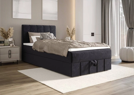 Kontinentální postel Casey 100x200 grafit v moderním skandinávském stylu s čalouněným čelem postele s úložným boxem