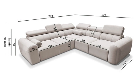 Rohová sedací souprava s funkcí spaní Cantare III tmavě béžová pravý roh pohodlná a stylová rohová sedací souprava do obývacího pokoje dva kontejnery na lůžkoviny