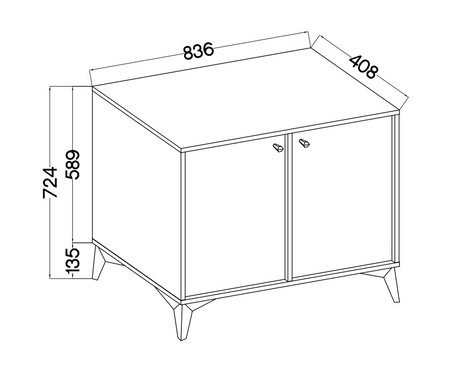 Nábytek Kioto I eukalyptus stylový designový nábytek do obývacího pokoje elegantní nábytek na kovovém černém podstavci decentní úchytky