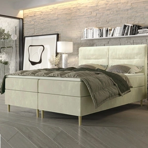 Béžová kontinentální postel Voltera 180x200 v moderním skandinávském stylu s výrazným čelem