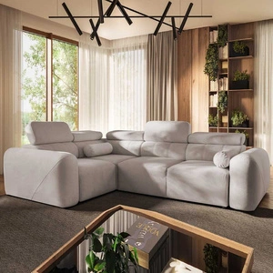 Cantare II rohová pohovka s funkcí spaní slonová kost levá pohodlná rohová pohovka do obývacího pokoje se stylovým charakterem měkká látka