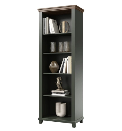 Knihovna Evora 71 cm lahvově zelená / dub lefkas stylový design knihovny ideální doplněk do pracovny nebo pokoje teenagera