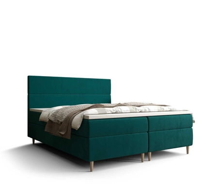 Kontinentální postel Bing 160x200 tyrkysová v moderním skandinávském stylu s výrazným čelem