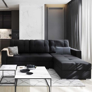 Černá pravá rohová pohovka Aldo s funkcí spaní zaručuje nejvyšší pohodlí a funkčnost