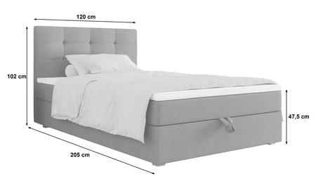 Kontinentální postel Flint 120x200 pudrově růžová v moderním skandinávském stylu s čalouněným čelem postele s úložným boxem