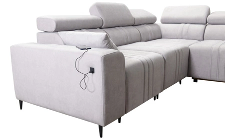 Rohová sedací souprava s funkcí spaní Castel III hnědá levá rohová sedací souprava se dvěma kontejnery na lůžkoviny s nastavitelnými opěrkami hlavy