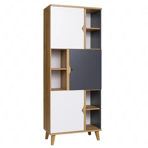 Knihovna s dvířky Memone 80 cm zlatý dub / bílá / grafit ideální knihovna do dětského nebo mládežnického pokoje ve skandinávském stylu