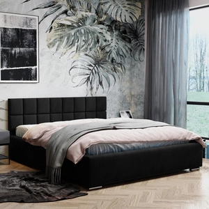 Čalouněná postel Nessa 180x200 černá Stylová postel s úložným prostorem na lůžkoviny Pohodlné čelo postele potěší svým elegantním designem
