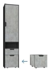 Knihovna se zásuvkami Nano 45 cm grafit / dub riviera vysoce kvalitní moderní design a především vysoká funkčnost