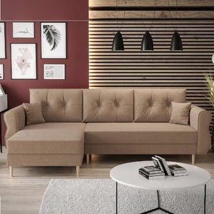 Rohová pohovka s funkcí spaní Wilkins světle hnědá levá strana stylový a moderní design, který se hodí do každého interiéru