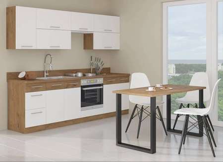 Stůl Taunton 138x90 cm dub lancelot / černá jednoduchá forma nábytku obohacená o stylové černé nohy v loftovém stylu odolné proti rozlití desky