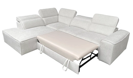 Rohová sedací souprava s funkcí spaní Viano VII krémová levá Módní a stylová rohová sedací souprava s nastavitelnými opěrkami hlavy Dekorativní polštáře