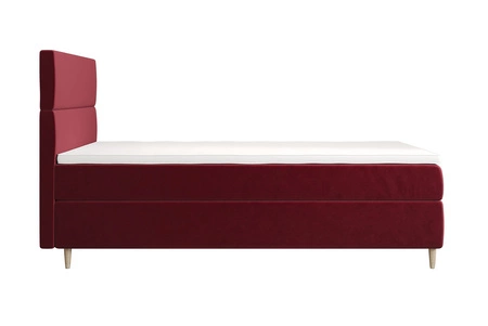 Kontinentální postel Bing 100x200 vínová v moderním skandinávském stylu s čalouněným čelem postele s úložným boxem
