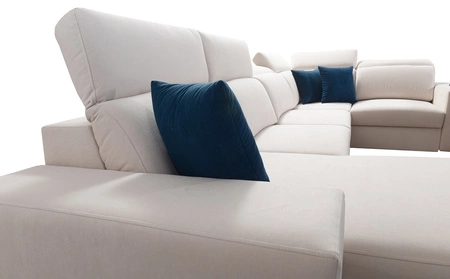 Rohová sedací souprava s funkcí spaní Kelly IV grafitová levá opletená pohodlná rohová sedací souprava nastavitelné opěrky hlavy boční čalounění s lištami