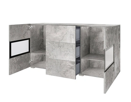 Komoda Baros 132 cm světlý beton moderní tvary v jedinečném stylu