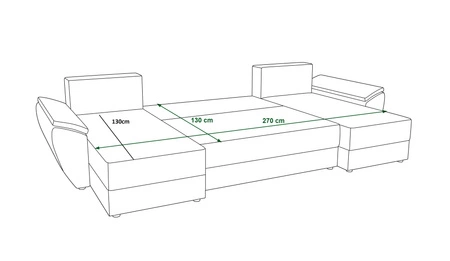 Rohová sedací souprava s funkcí spaní Fogu U II šedý jasan pohodlná rohová sedací souprava s pohodlnými područkami zajímavý design kontejner na lůžkoviny