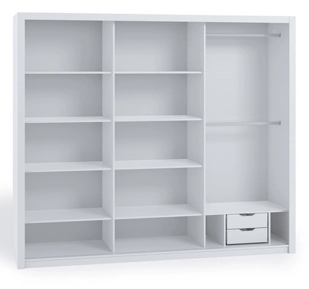 Zrcadlová posuvná skříň Rico 250 cm dub artisan prostorná skříň do ložnice, šatny nebo předsíně klasický tvar s geometrickými tvary