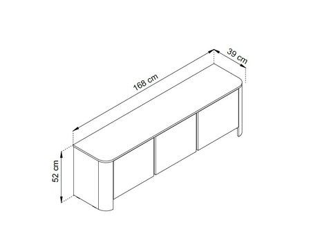 RTV Bari 168 cm béžová stylová TV skříňka v módním stylu se zaoblenými hranami dekorativní zlaté doplňky