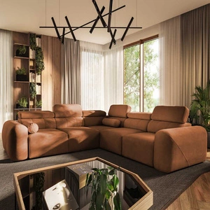 Rohová sedací souprava s funkcí spaní Cantare III cihlově červená pravý roh pohodlná a stylová rohová sedací souprava do obývacího pokoje dva kontejnery na lůžkoviny