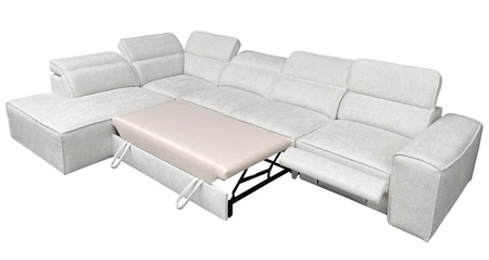 Rohová sedací souprava s funkcí spaní Viano XI Lux šedá rohová sedací souprava v levém provedení s výsuvnou podnožkou a úložným prostorem na lůžkoviny