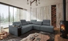 Rohová sedací souprava s funkcí spaní Tesalia IX šedá pravá strana moderní design pohodlné posuvné opěradlo zásuvka v boku nábytku
