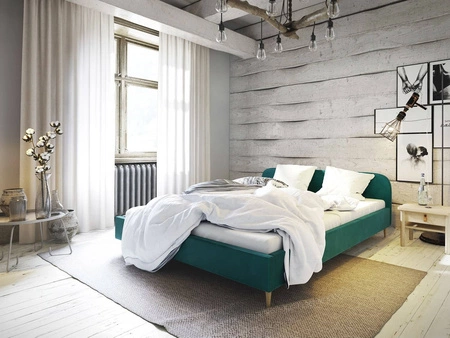 Ivrea 180x200 tyrkysová čalouněná postel s moderním čelem ideální do ložnice