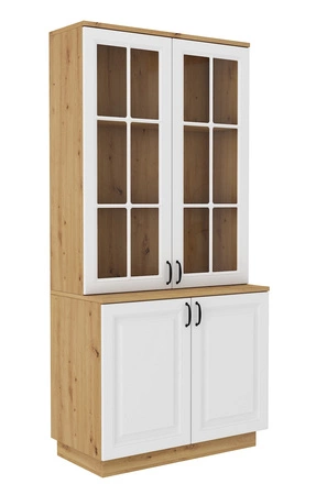 Scandi 100 cm řemeslný dub / bílá klasický design bezpečnostní tvrzené sklo stylová frézovaná čela kovové úchyty