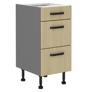 Chevron 40 D 3S BB stojící kuchyňská skříňka se zásuvkami s dekorativním dekorem rybí kosti skříňka odolná proti vlhkosti a poškození