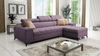 Rohová sedací souprava s funkcí spaní Bolmso fialová pravá rohová sedací souprava se dvěma nádobami na lůžkoviny praktická zásuvka v boční části nábytku