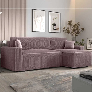 Rohová sedací souprava s funkcí spaní Brandon Bis heather right trojrozměrná tkanina s výraznými pruhy nádoba na lůžkoviny