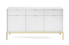 Zásuvková komoda Lovro 154 cm bílá moderní design potěší milovníky výrazných interiérů zlaté kovové doplňky