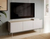 RTV skříň Vellore 97 cm béžová minimalistický design bezúchytková čela kovové nohy v barvě čel skříně snížená horní část