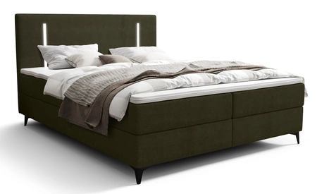 Kontinentální postel Norco 140x200 zelená stylová postel s úložným boxem osvětlení v čele postele dodává jedinečný nádech