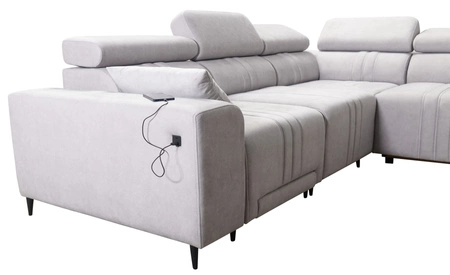 Rohová sedačka s funkcí spaní Castel III Lux grafit levá extrémně pohodlná rohová sedačka do obývacího pokoje s výsuvnou podnožkou